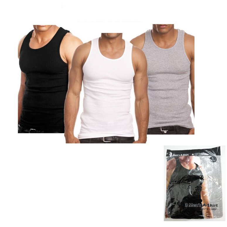 Men's Ribbed Ashirts-3 in a Pack